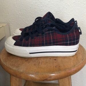 Plaid Sneakers with White Soles